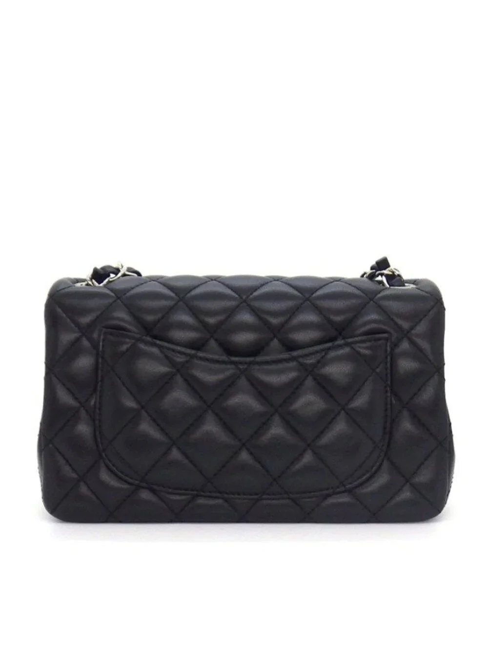 Chanel Shoulder Bag Quilted 20 Mini Classic Black Lambskin Silver